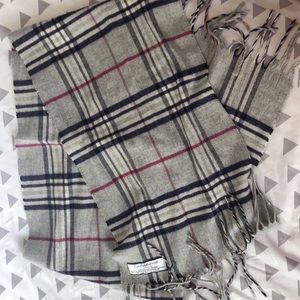 Purple and grey checkered scarf